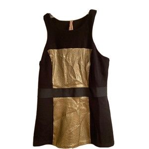 BAILEY 44 Anthropologie Sleeveless Black Gold Faux Leather Tank Top Size Small